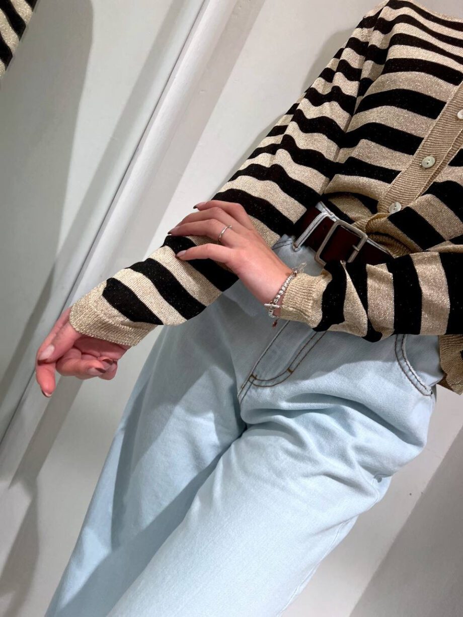 Shop Online Cardigan in maglia a righe con lurex Souvenir