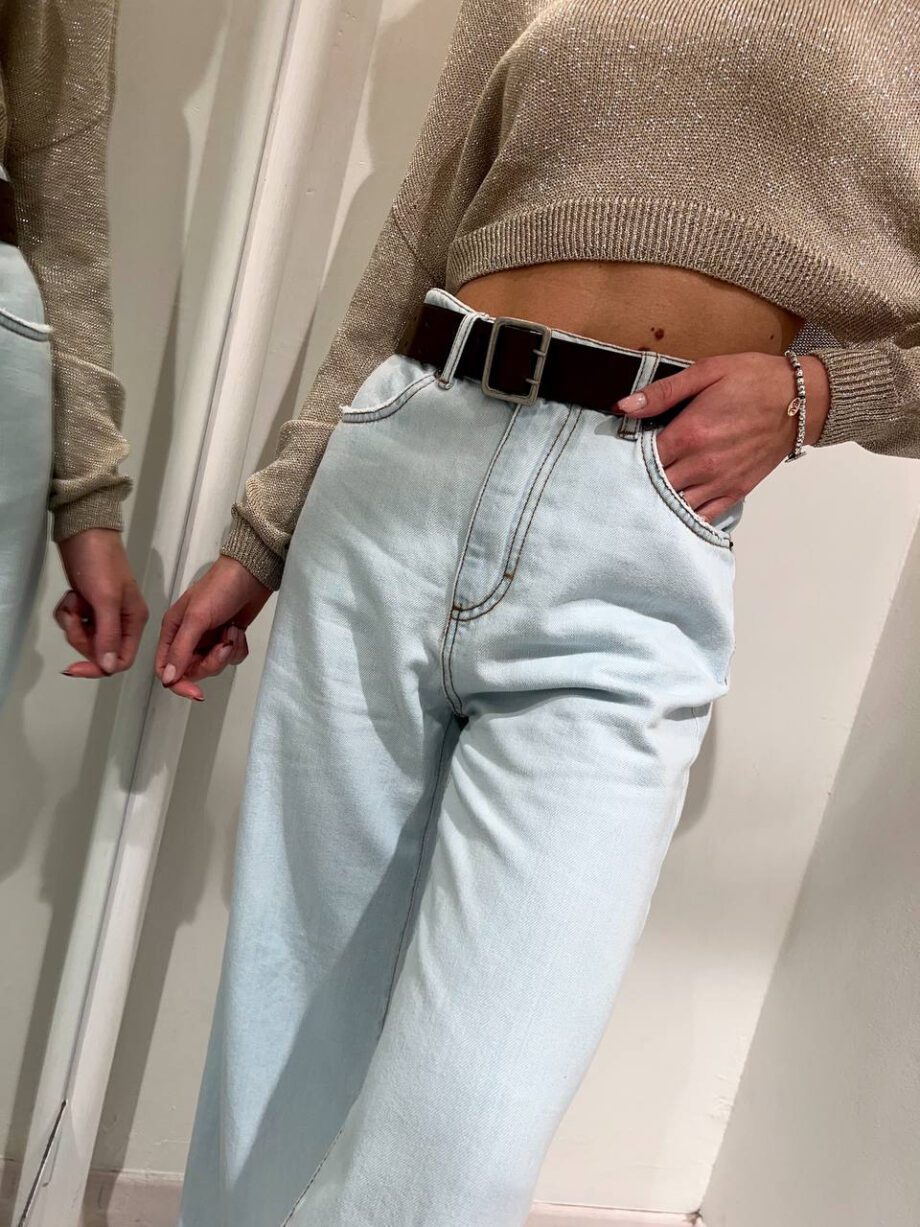 Shop Online Jeans palazzo chiaro con cintura Souvenir