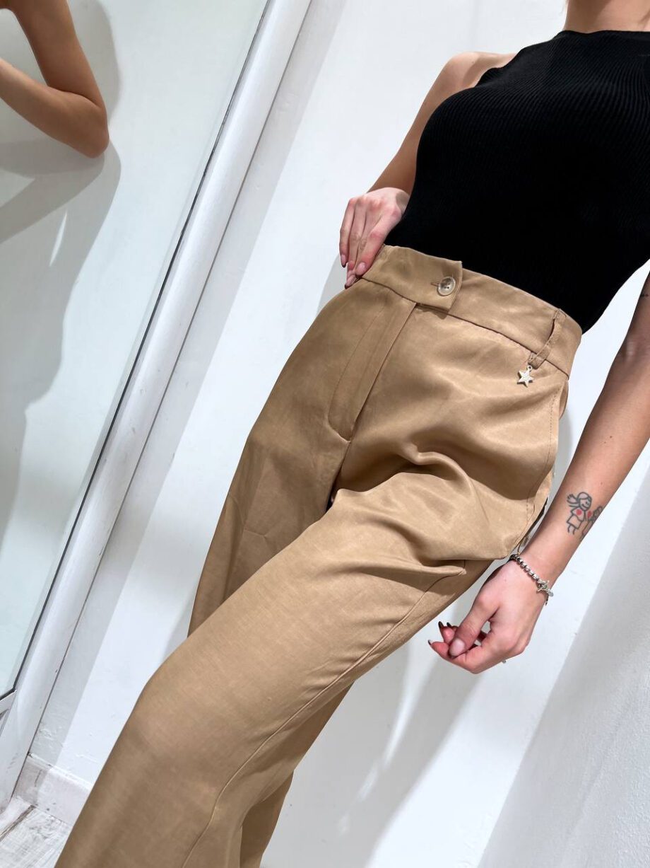 Shop Online Pantalone palazzo morbido beige Souvenir