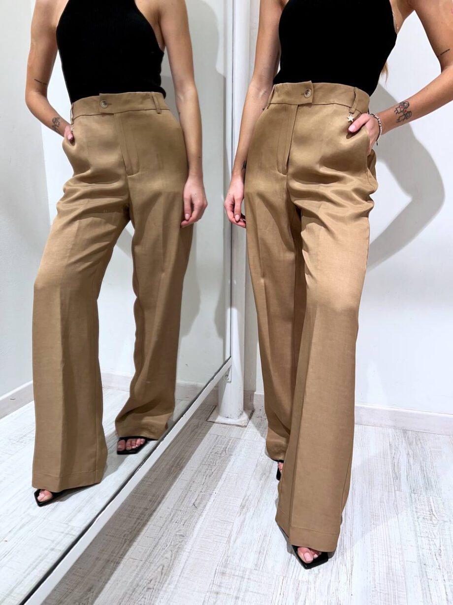 Shop Online Pantalone palazzo morbido beige Souvenir