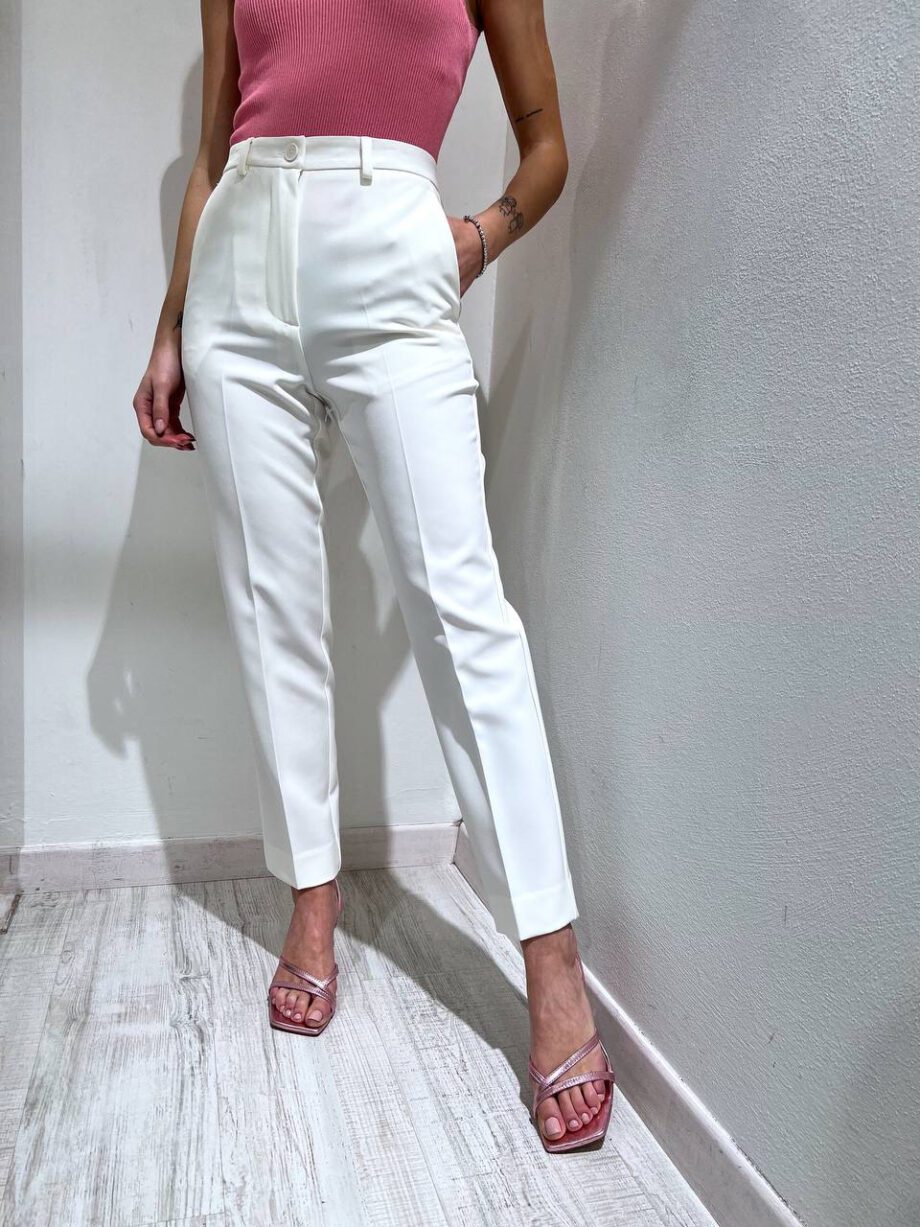 Shop Online Pantalone a sigaretta piega bianco Vicolo