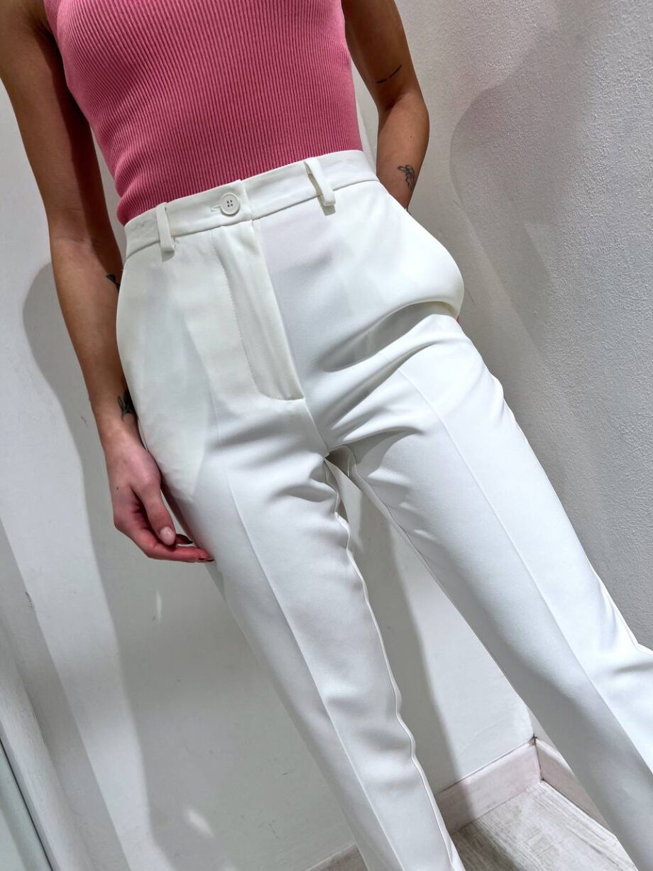 Shop Online Pantalone a sigaretta piega bianco Vicolo