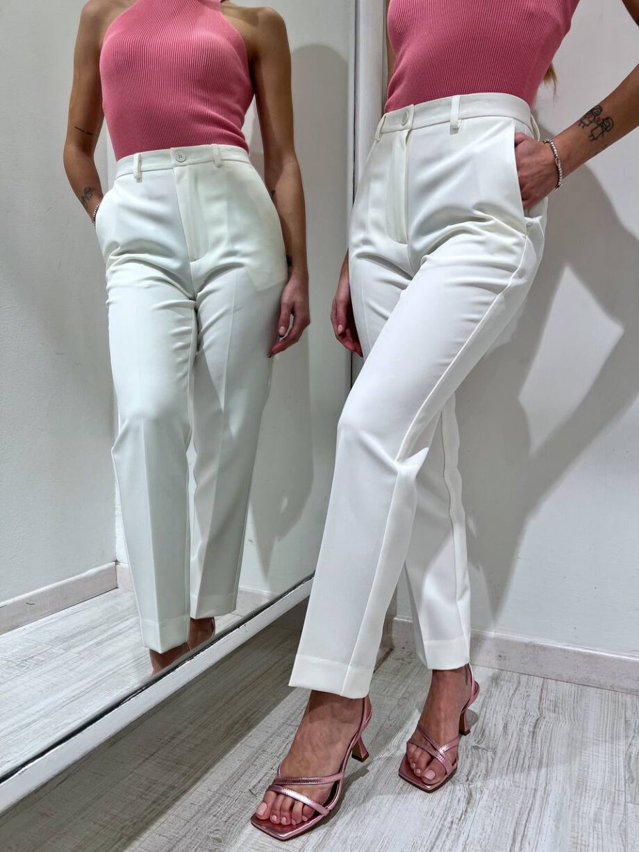 Shop Online Pantalone a sigaretta piega bianco Vicolo