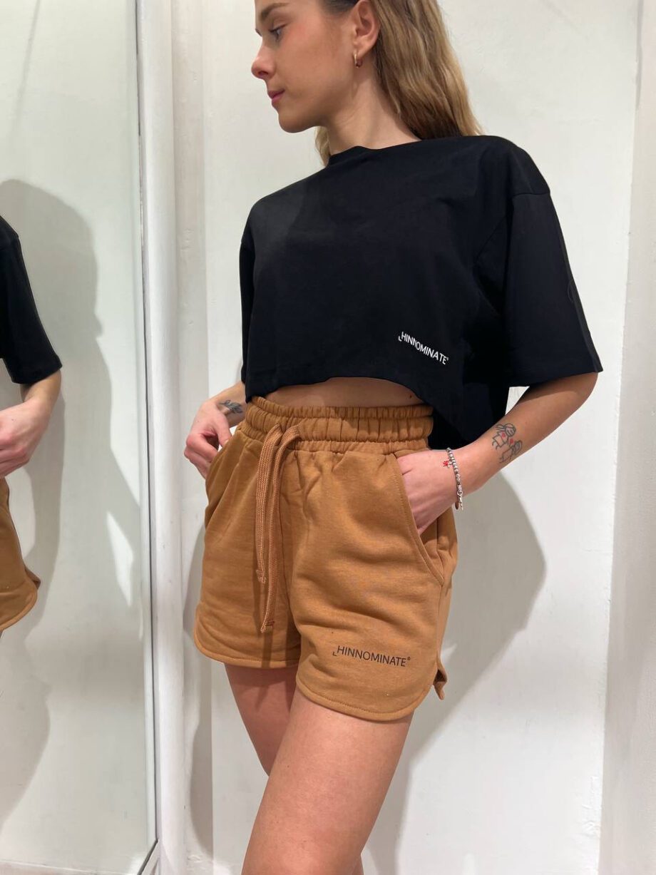 Shop Online Short in felpa beige nocciola Hinnominate