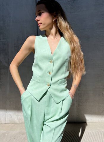 Shop Online Gilet menta tre bottoni Vicolo