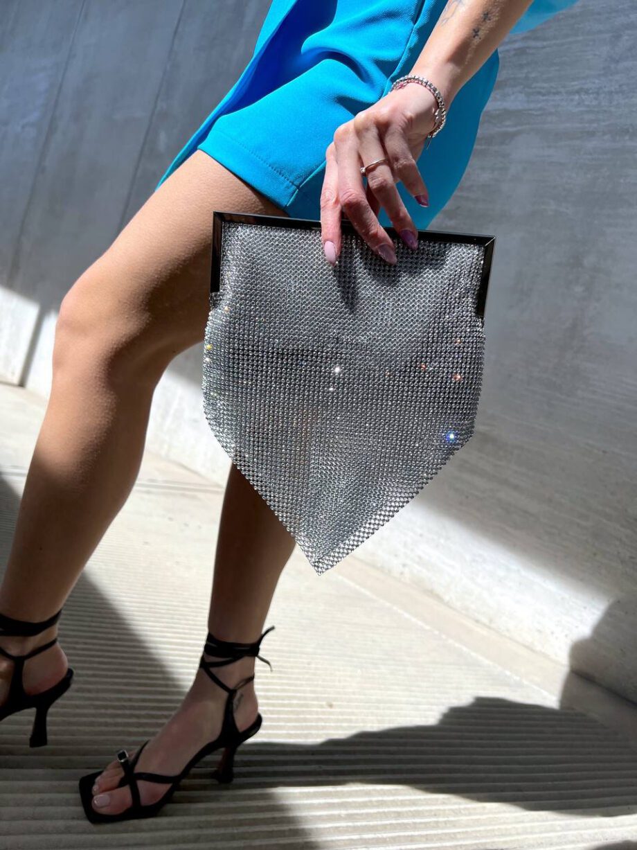 Shop Online Borsa clutch Mira con strass argento Twentyfourhaitch