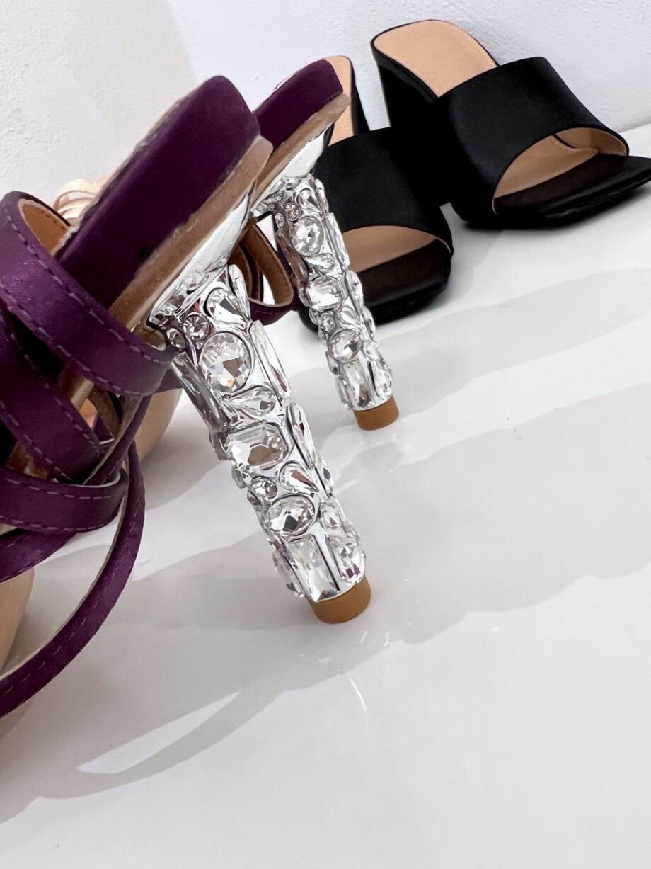 Shop Online Decolletè Nadia viola in raso tacco diamanti Twentyfourhaitch