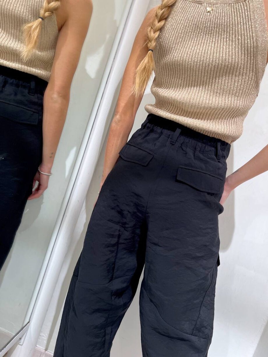 Shop Online Pantalone morbido cargo nero con elastico Souvenir