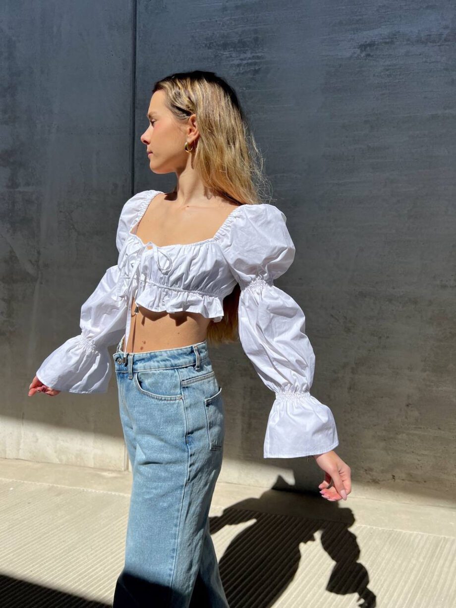 Shop Online Top crop bianco con gale Revise