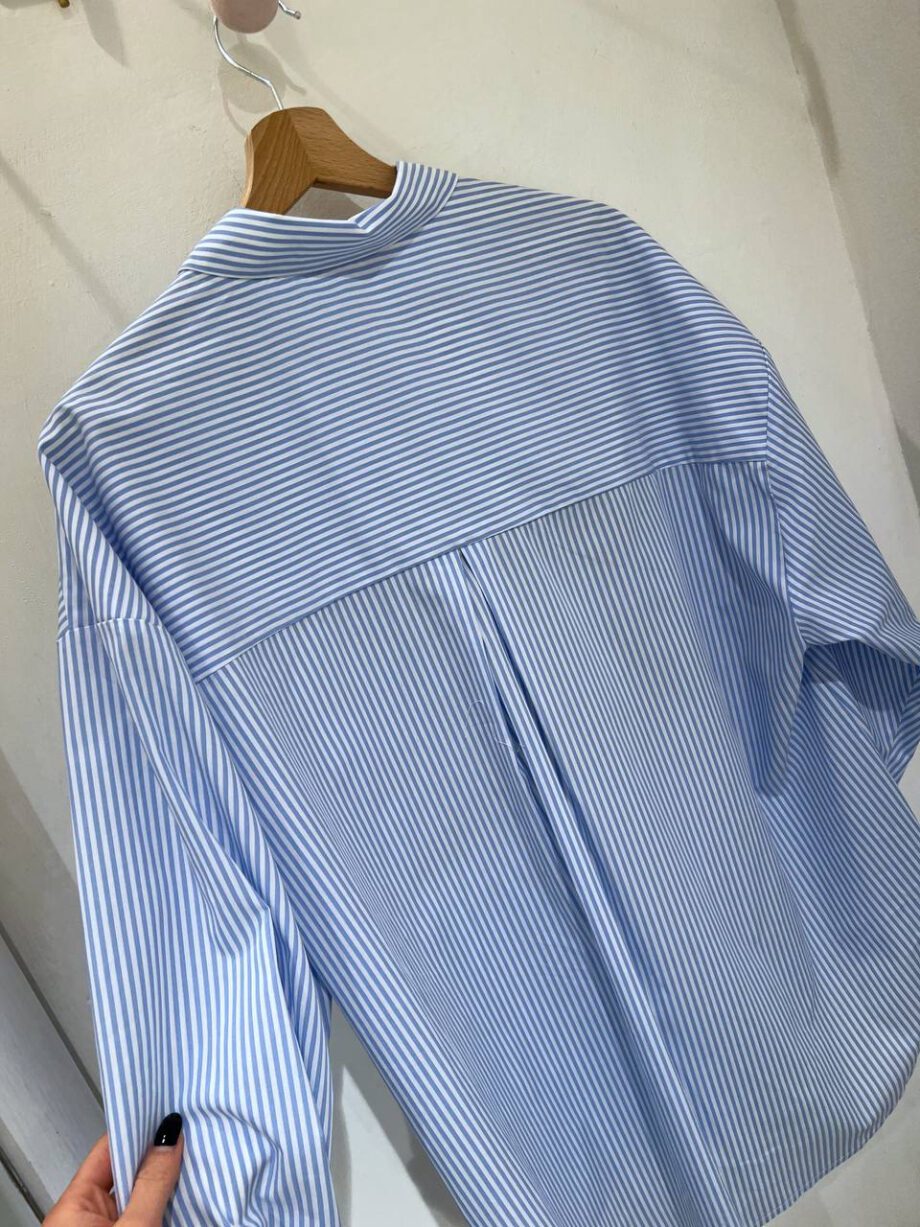 Shop Online Camicia a righe azzurra con scritta nera Vicolo