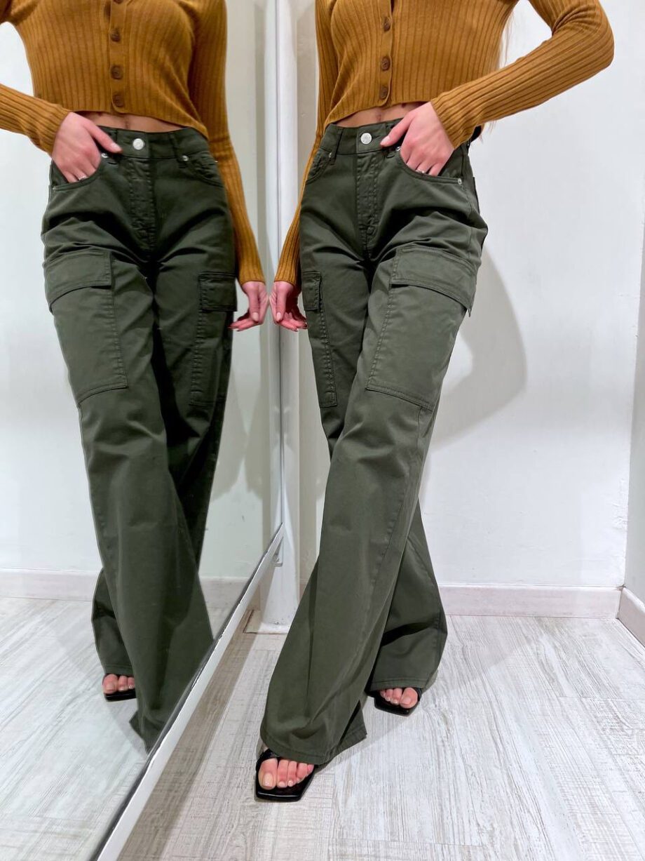 Shop Online Pantalone palazzo cargo verde militare HaveOne