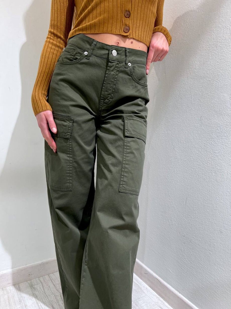 Shop Online Pantalone palazzo cargo verde militare HaveOne