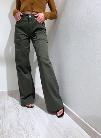 Shop Online Pantalone palazzo cargo verde militare HaveOne