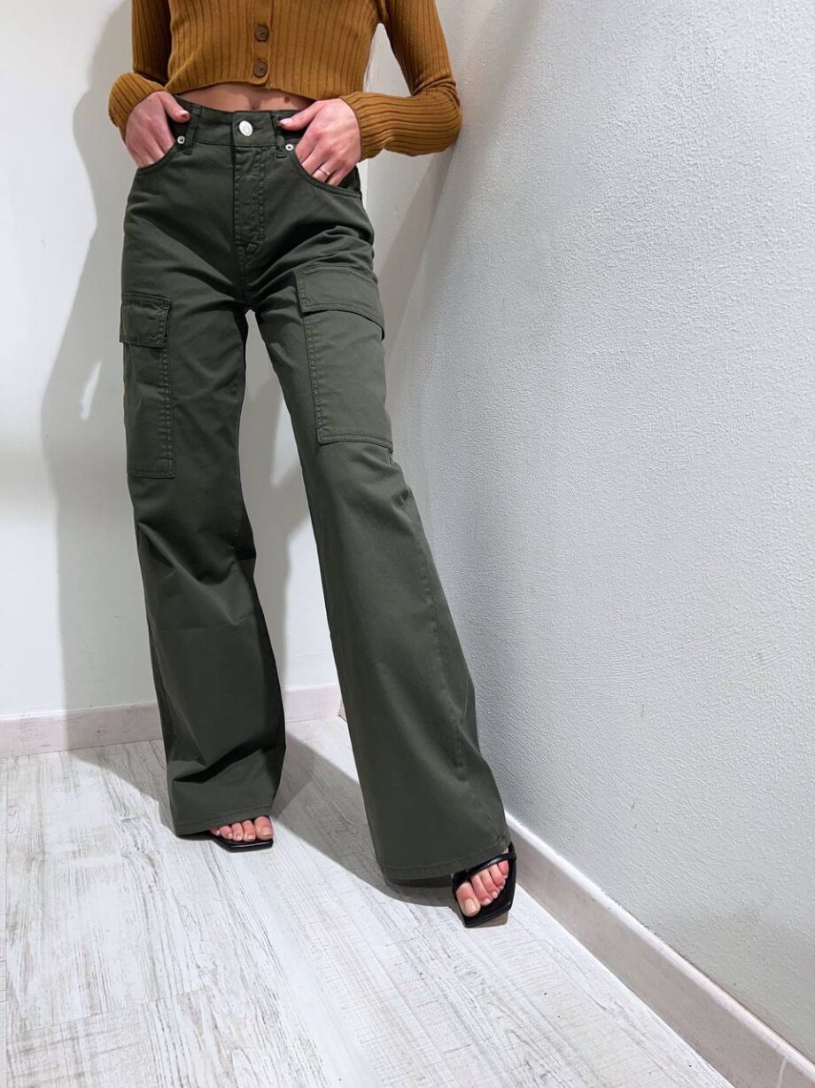 Shop Online Pantalone palazzo cargo verde militare HaveOne