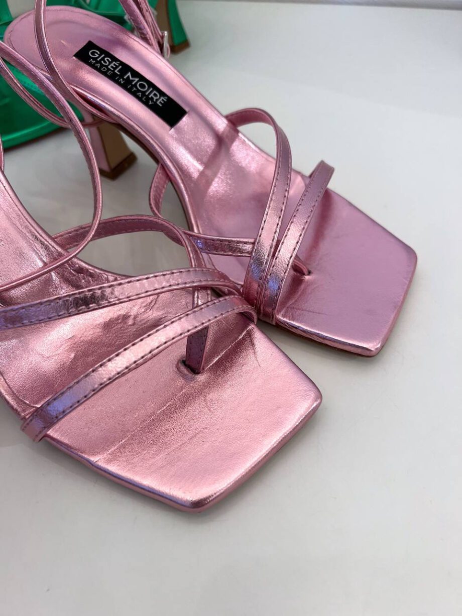 Shop Online Sandalo rosa laminato con tacco Gisél Moiré