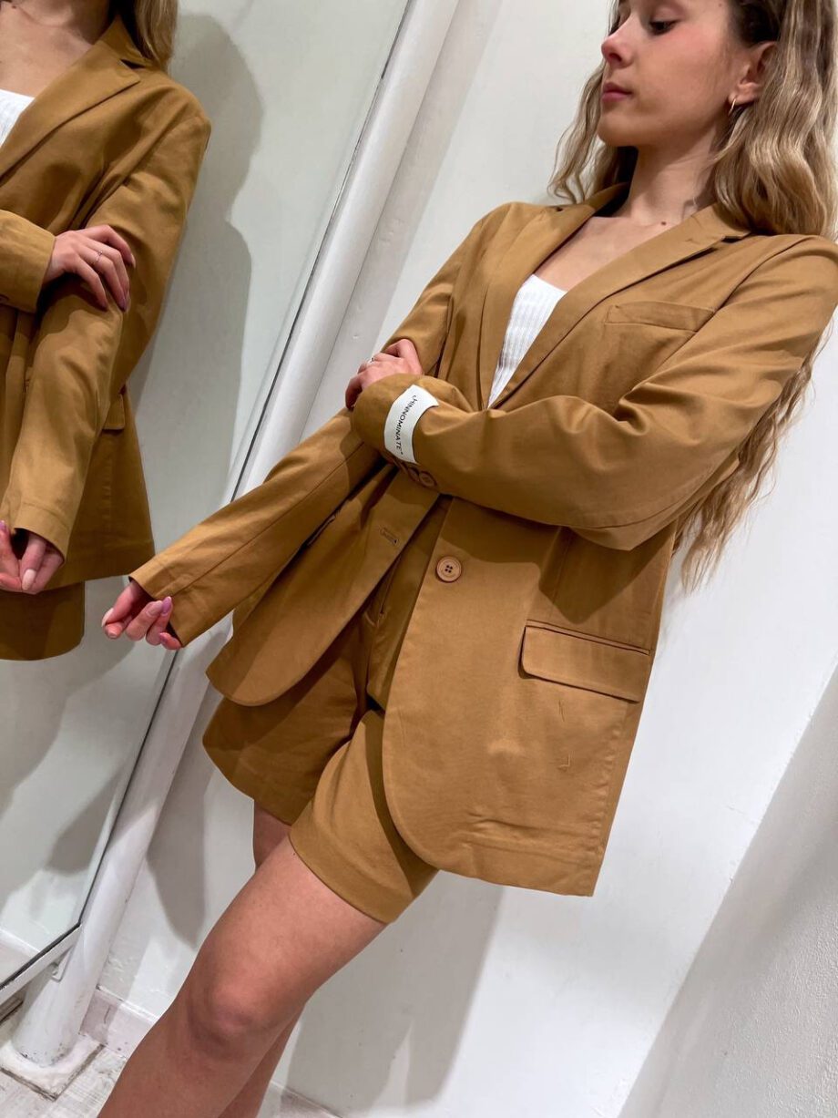 Shop Online Blazer beige nocciola in cotone Hinnominate