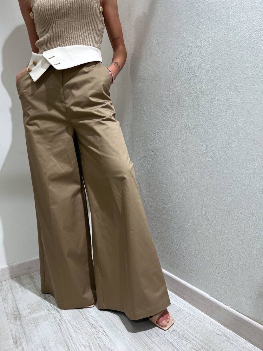 Shop Online Pantalone palazzo beige in cotone Souvenir