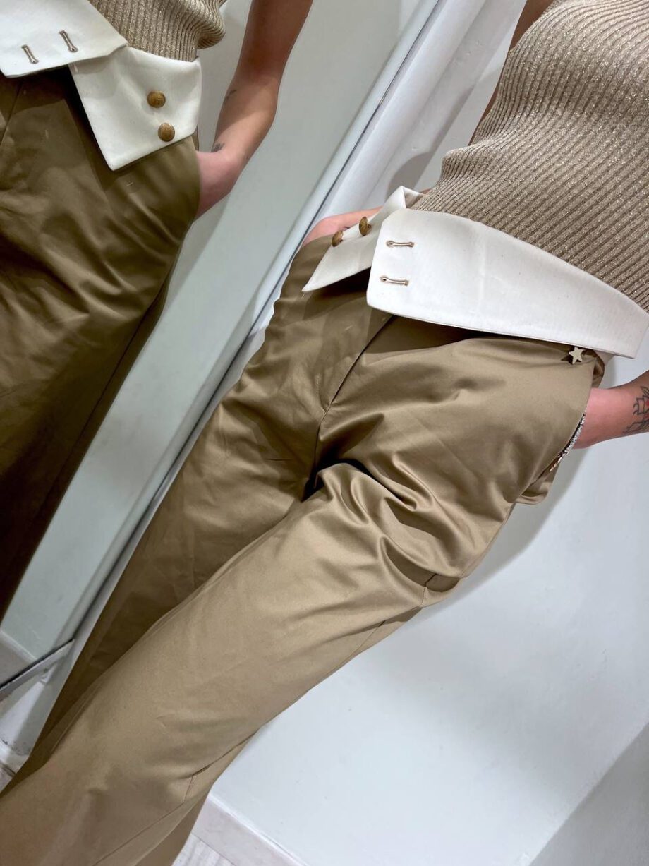 Shop Online Pantalone palazzo beige in cotone Souvenir
