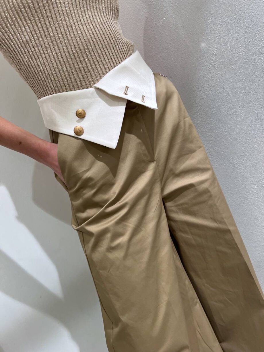 Shop Online Pantalone palazzo beige in cotone Souvenir