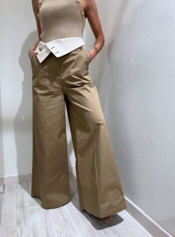 Shop Online Pantalone palazzo beige in cotone Souvenir