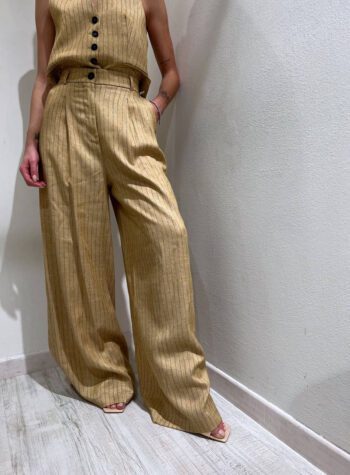 Shop Online Pantalone palazzo oro rigato con lurex Souvenir