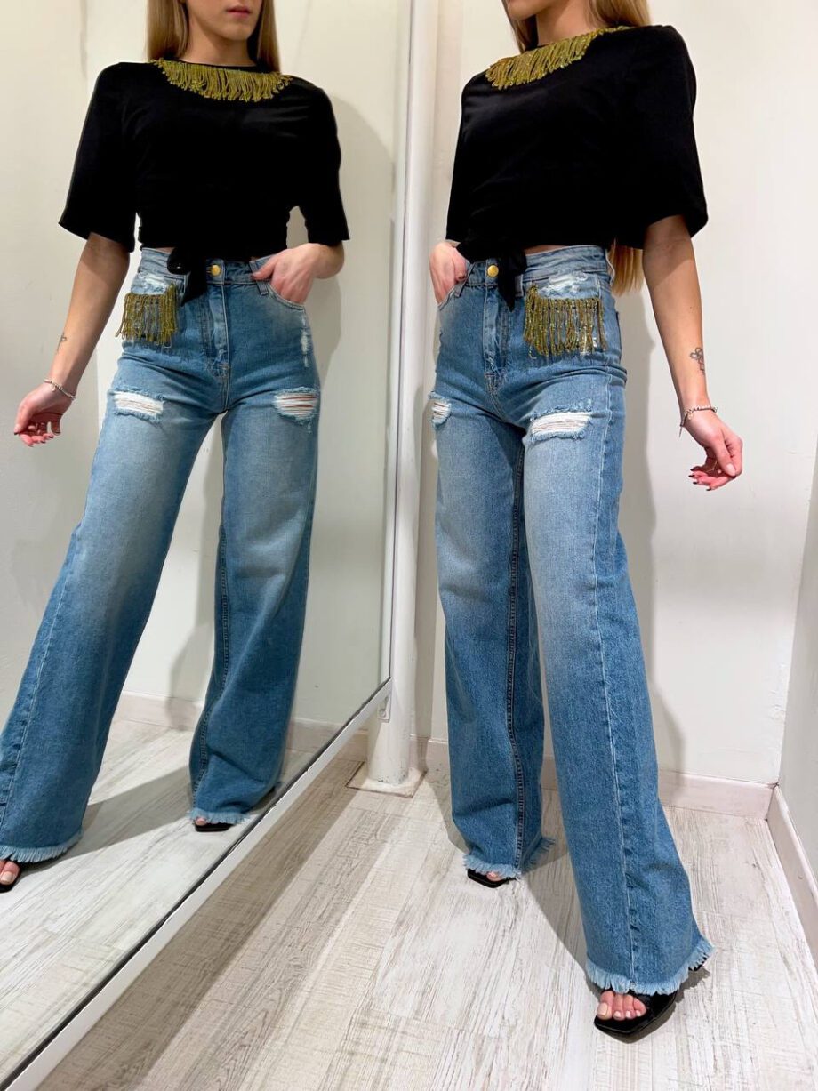 Shop Online Jeans chiaro palazzo con frange Dimora