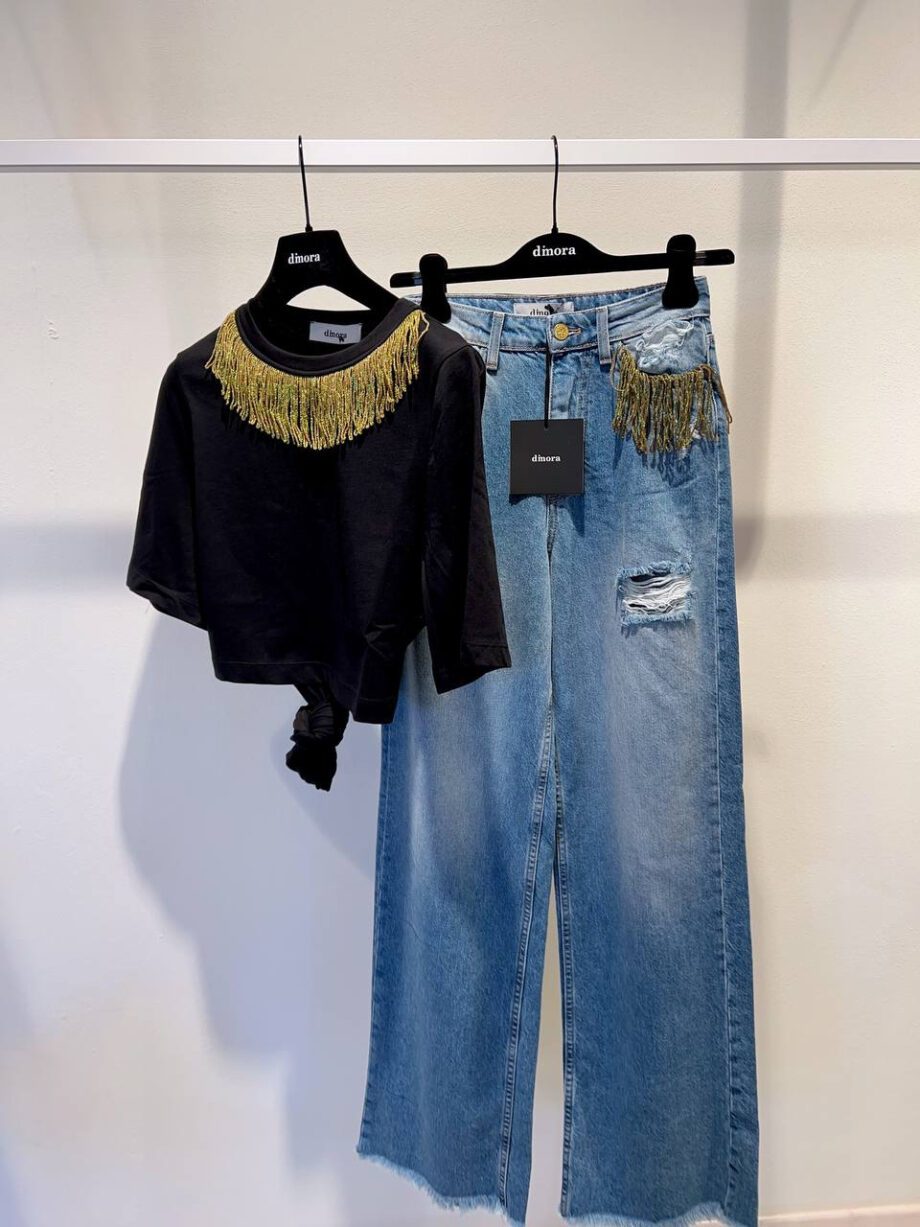 Shop Online Jeans chiaro palazzo con frange Dimora