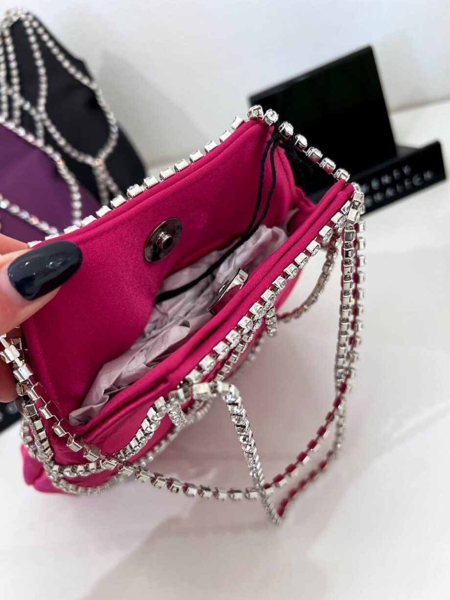 Shop Online Borsa mini Kala in raso fucsia con strass Twentyfourhaitch