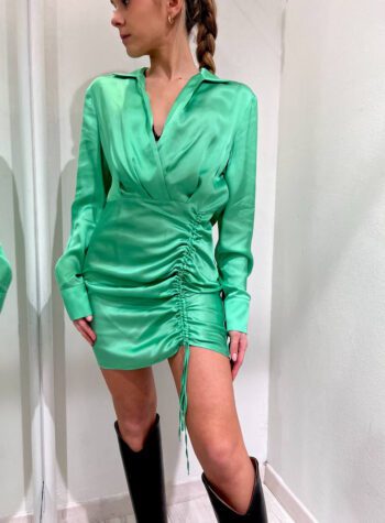 Shop Online Vestito in raso verde con drappeggio Vicolo