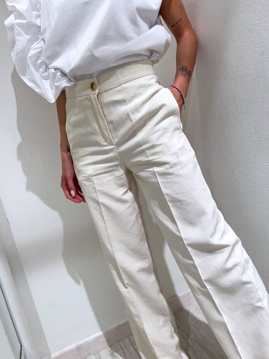 Shop Online Pantalone palazzo meringa in lino Vicolo