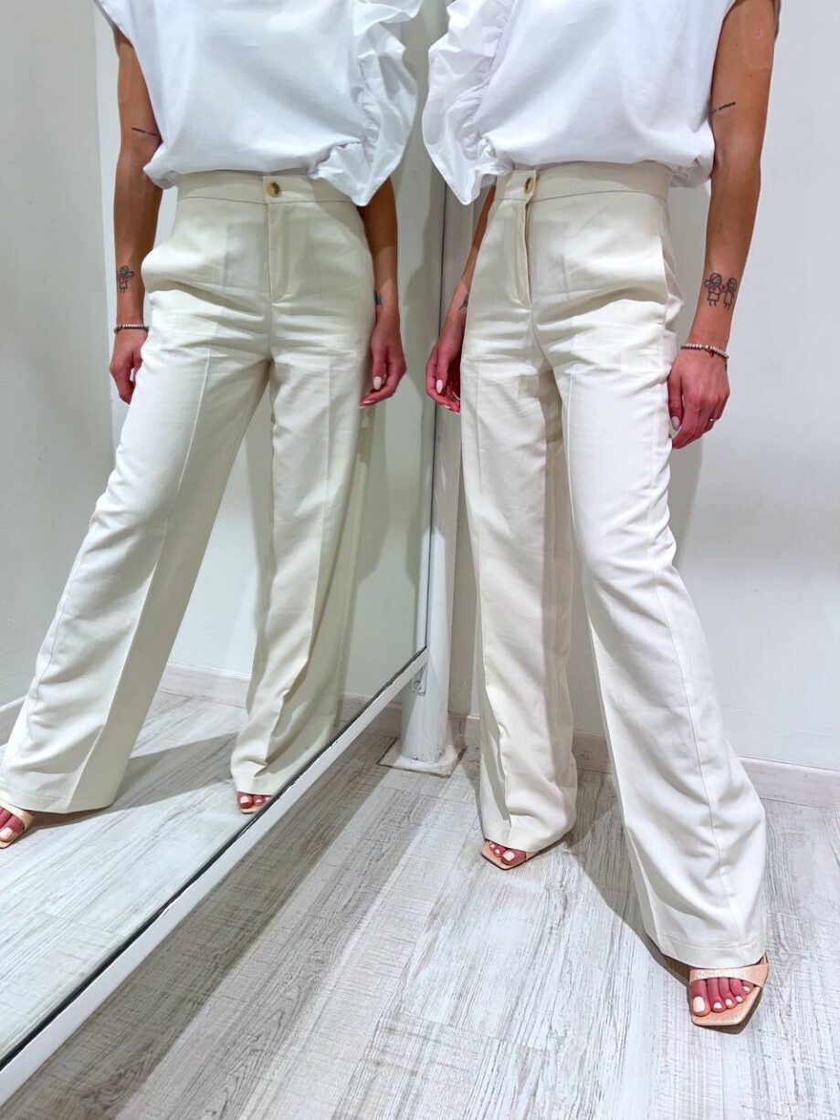 Shop Online Pantalone palazzo meringa in lino Vicolo