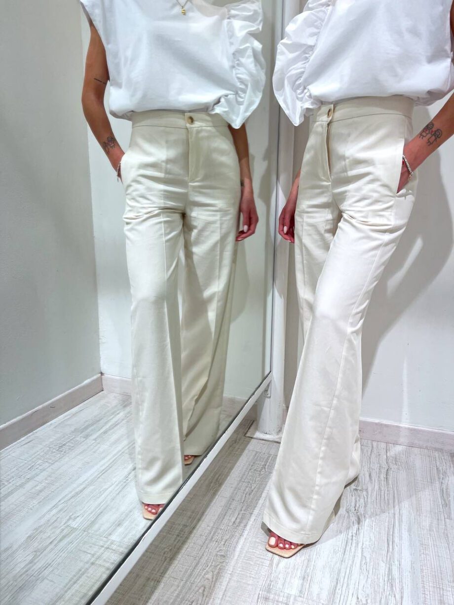 Shop Online Pantalone palazzo meringa in lino Vicolo