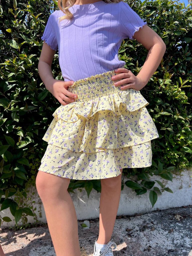 Minigonna gialla a fiori con balze Name It Shop Online Minigonna gialla a fiori con balze Name It
