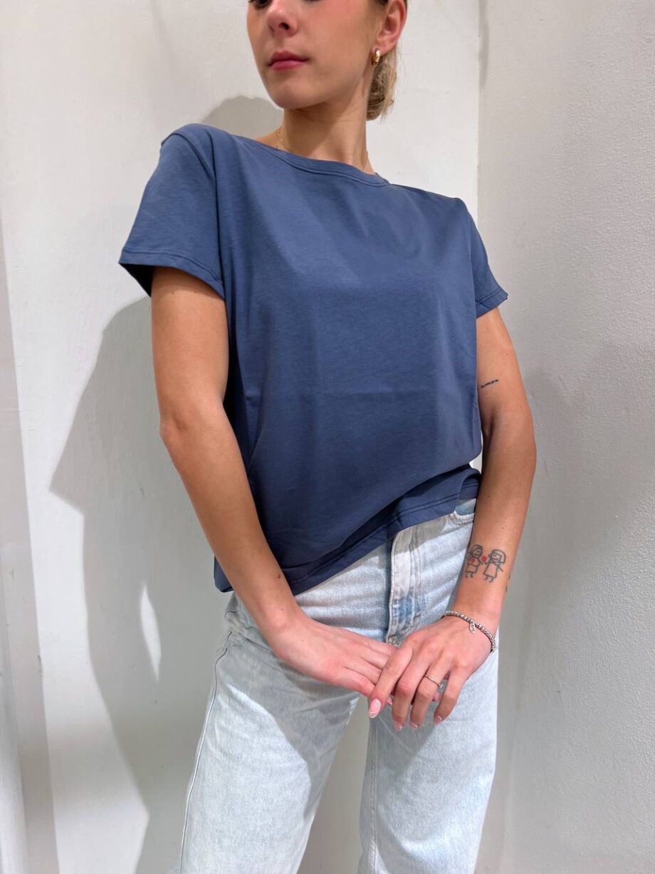 Shop Online T-shirt girocollo basic blu Vicolo