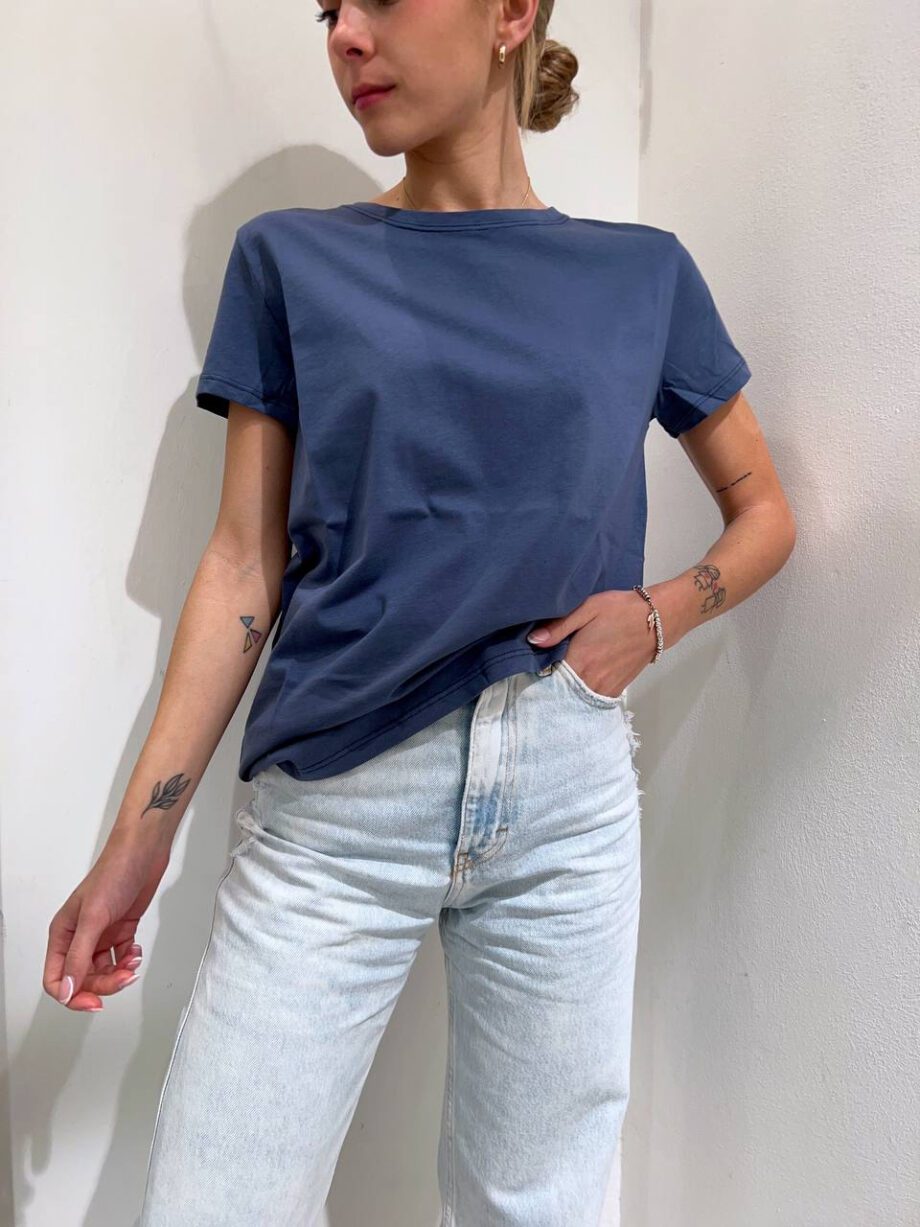 Shop Online T-shirt girocollo basic blu Vicolo