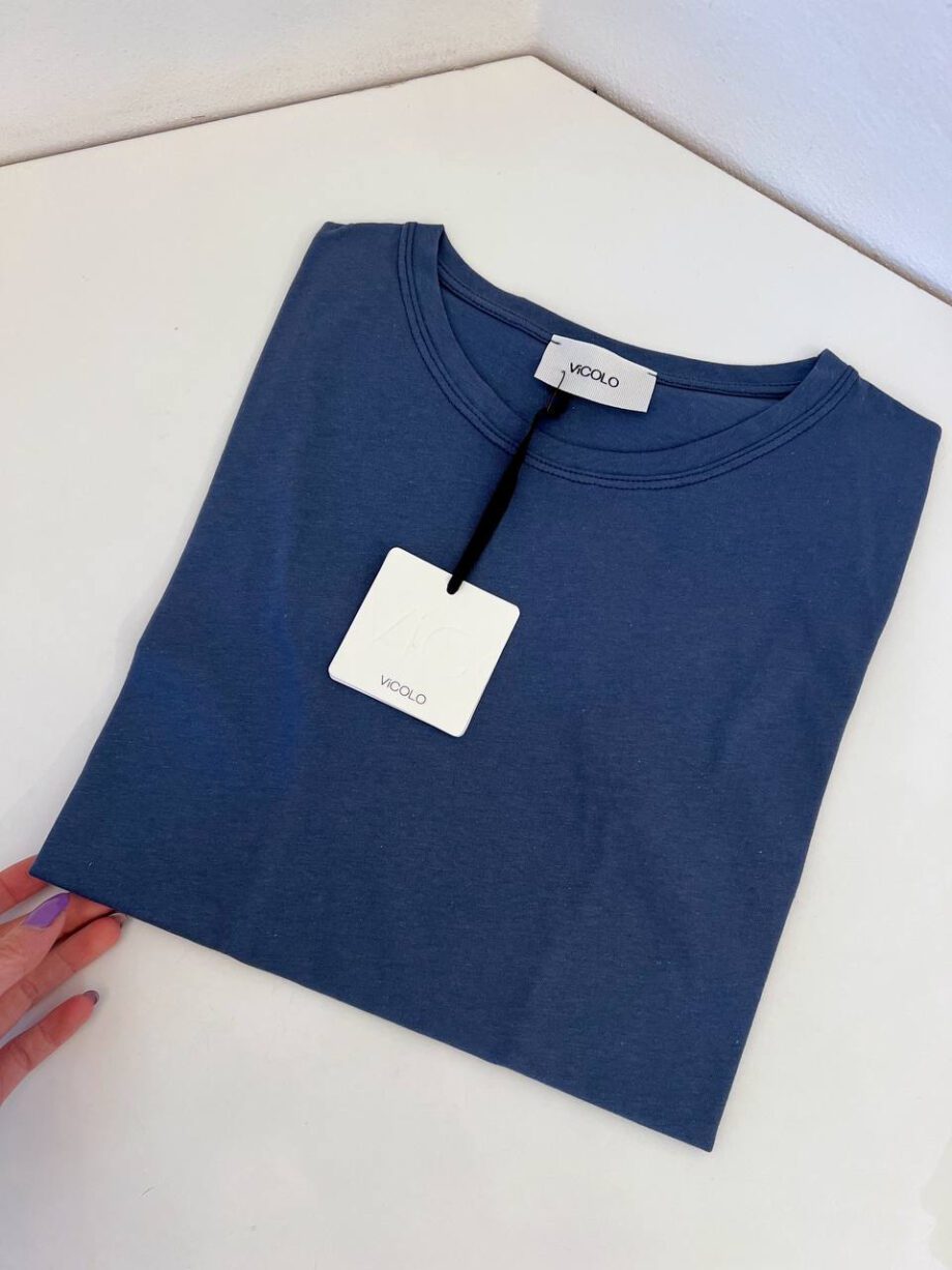 Shop Online T-shirt girocollo basic blu Vicolo