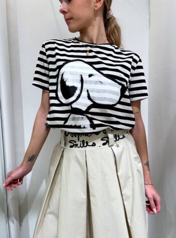 Shop Online T-shirt a righe bianca e nera snoopy Souvenir