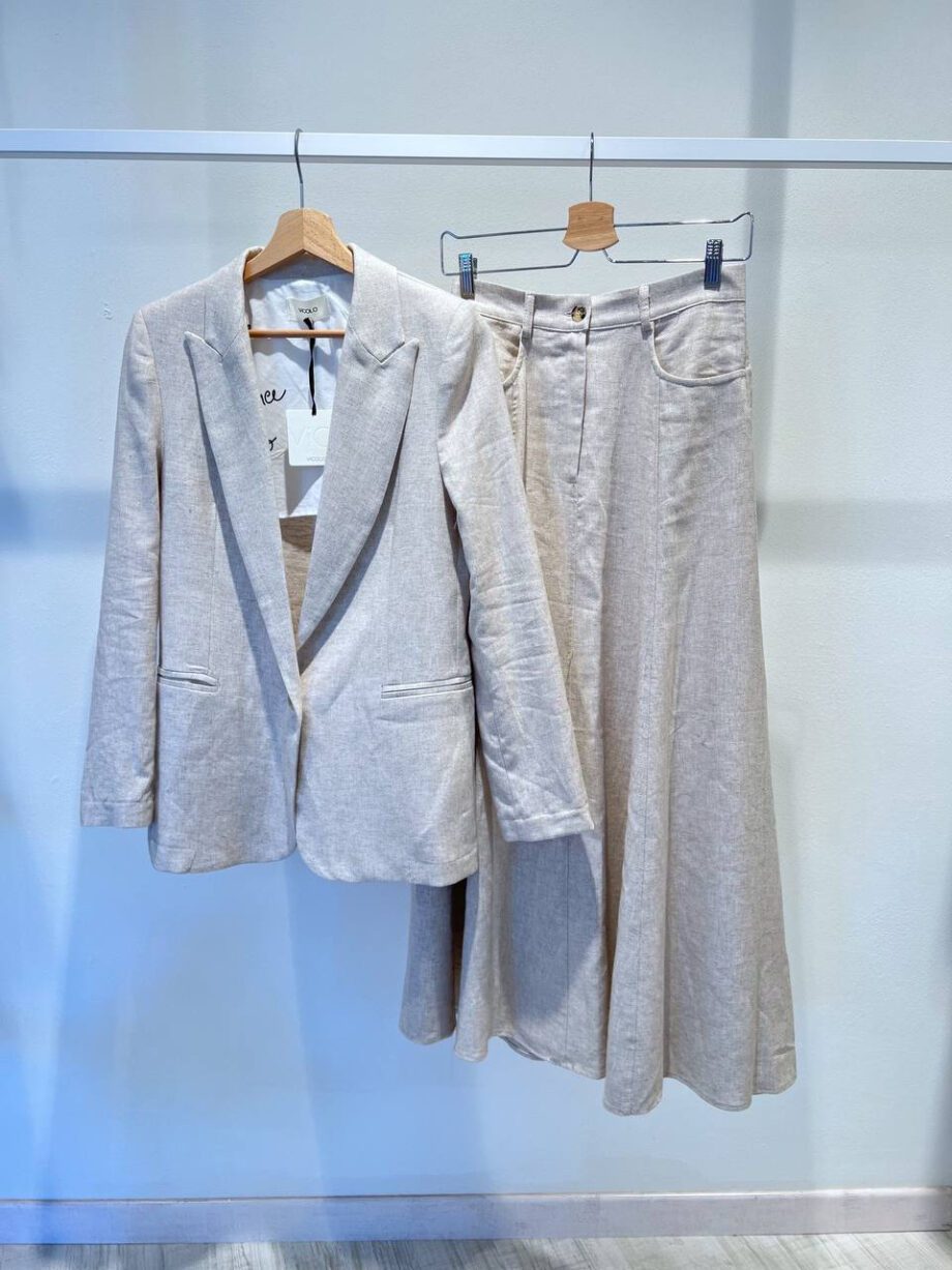 Shop Online Blazer in lino beige effetto spigato Vicolo