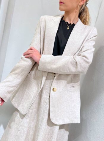 Shop Online Blazer in lino beige effetto spigato Vicolo