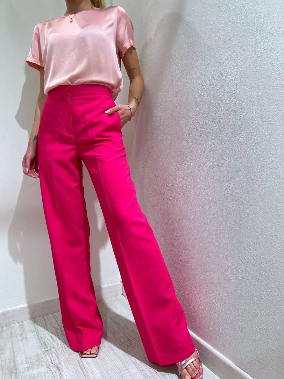 Shop Online Pantalone palazzo fucsia in lino Vicolo