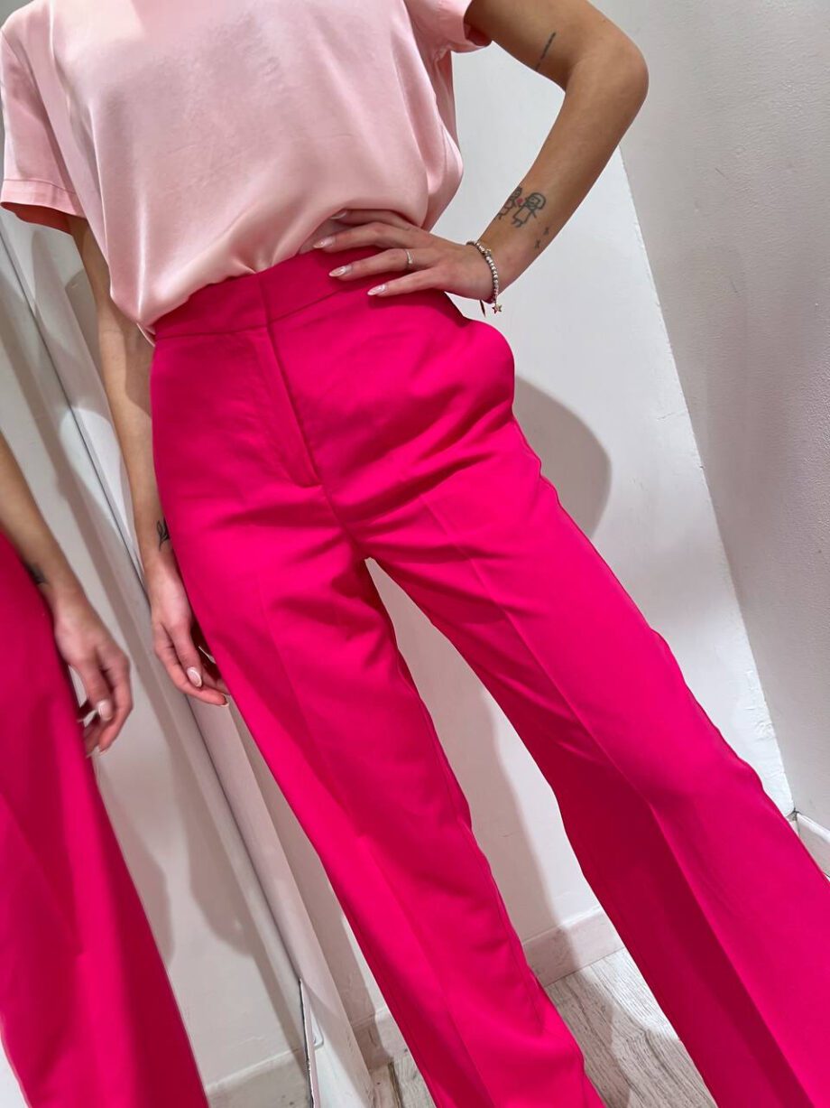 Shop Online Pantalone palazzo fucsia in lino Vicolo