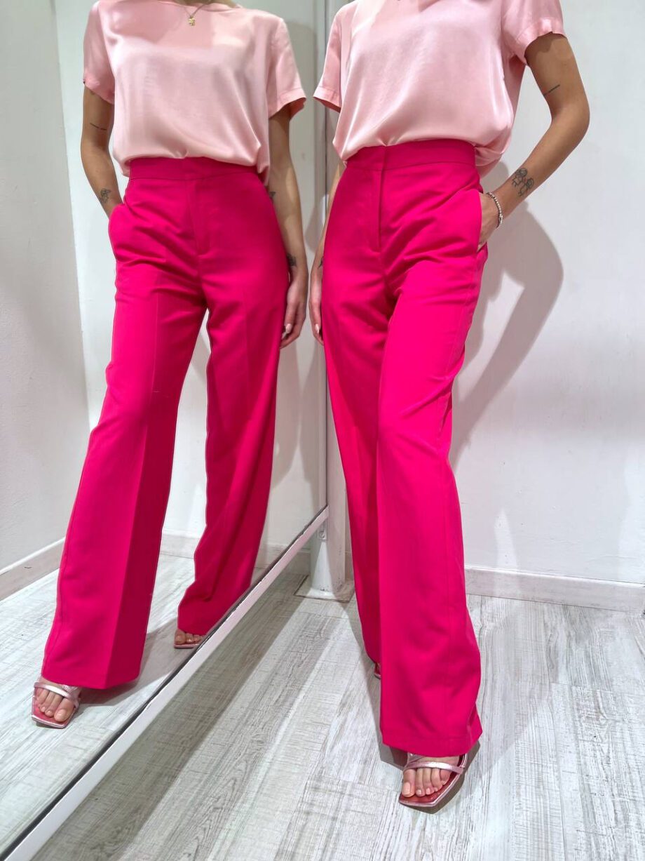 Shop Online Pantalone palazzo fucsia in lino Vicolo