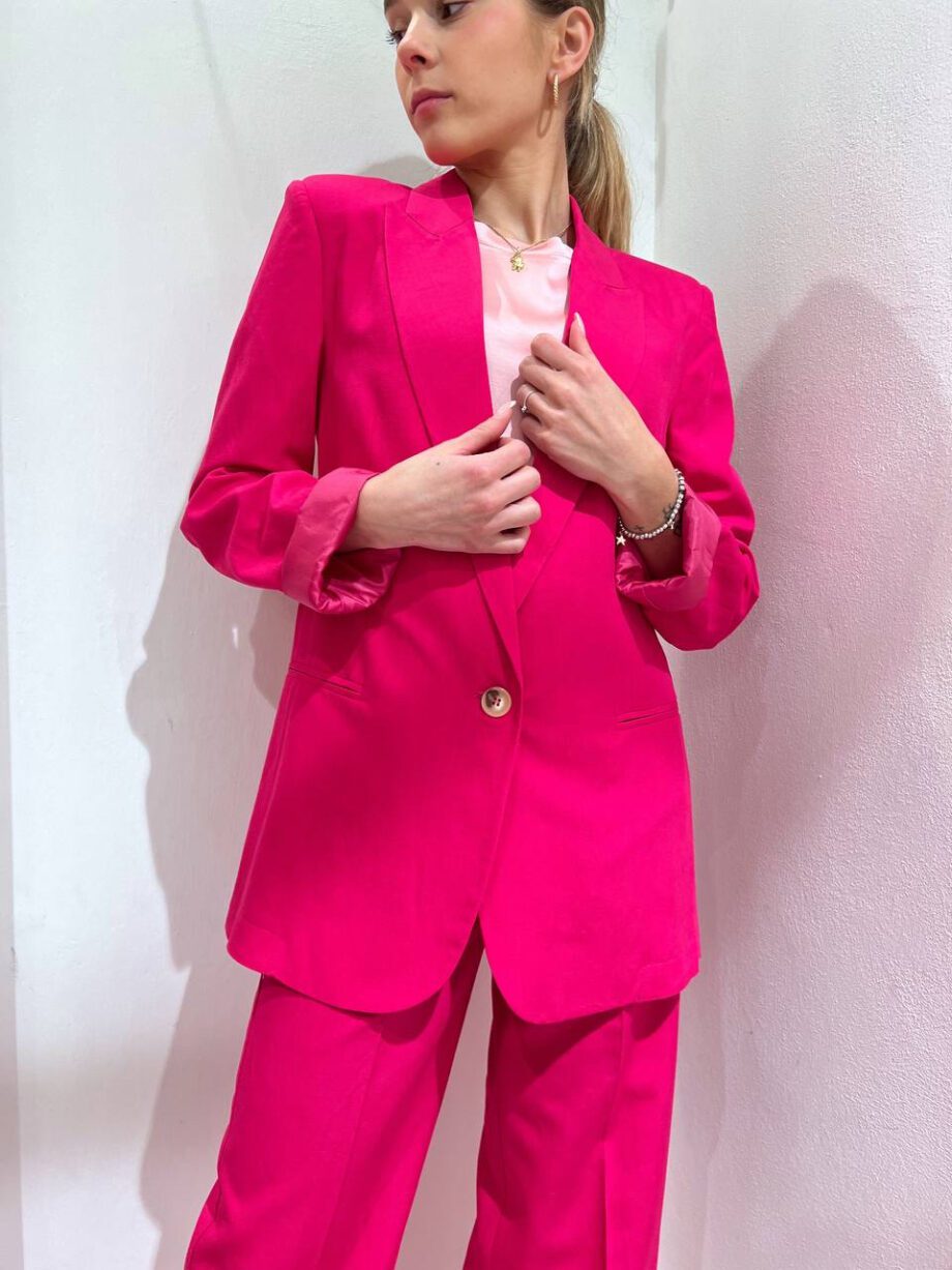 Shop Online Blazer fucsia un bottone in lino Vicolo