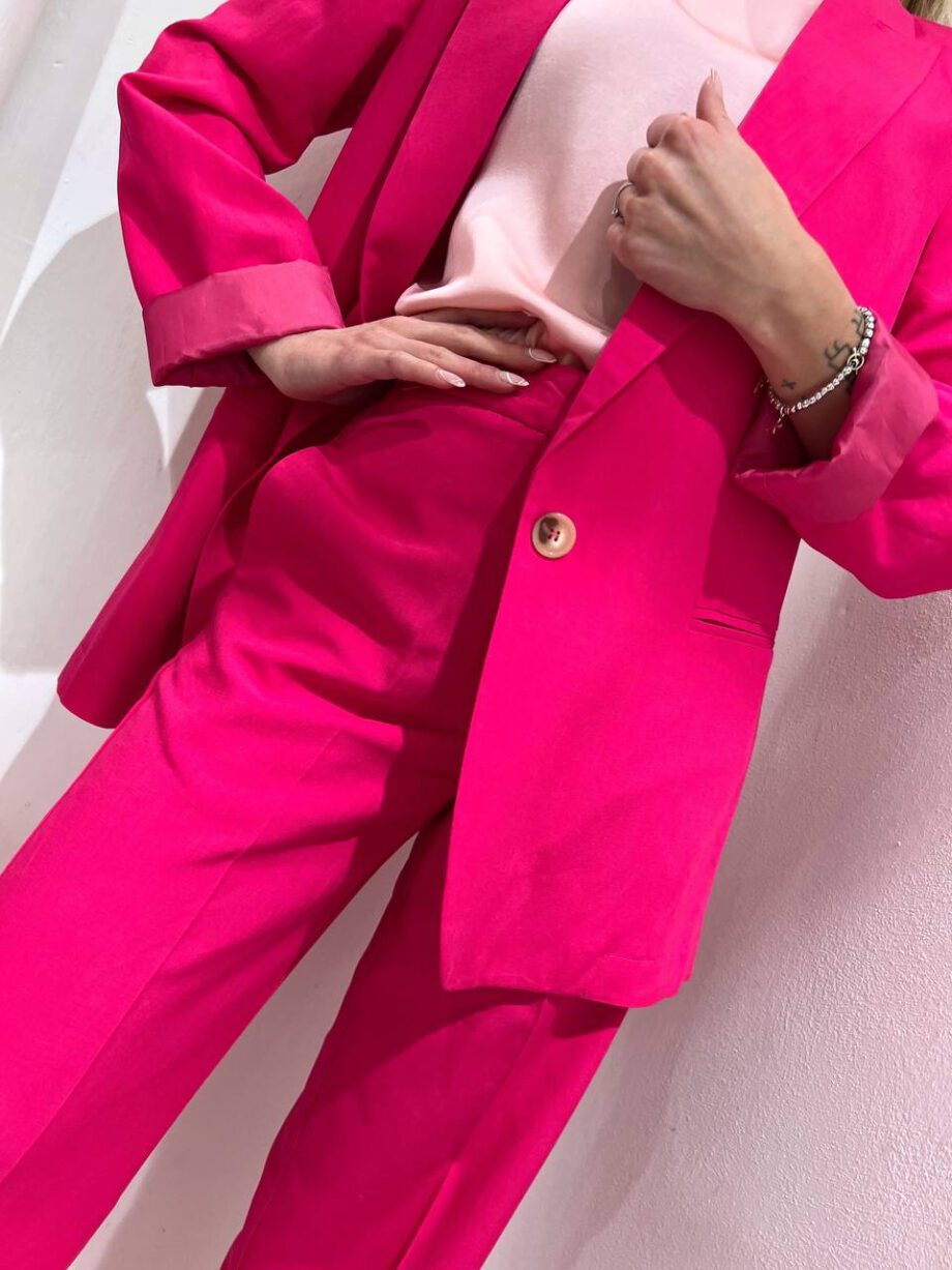 Shop Online Blazer fucsia un bottone in lino Vicolo