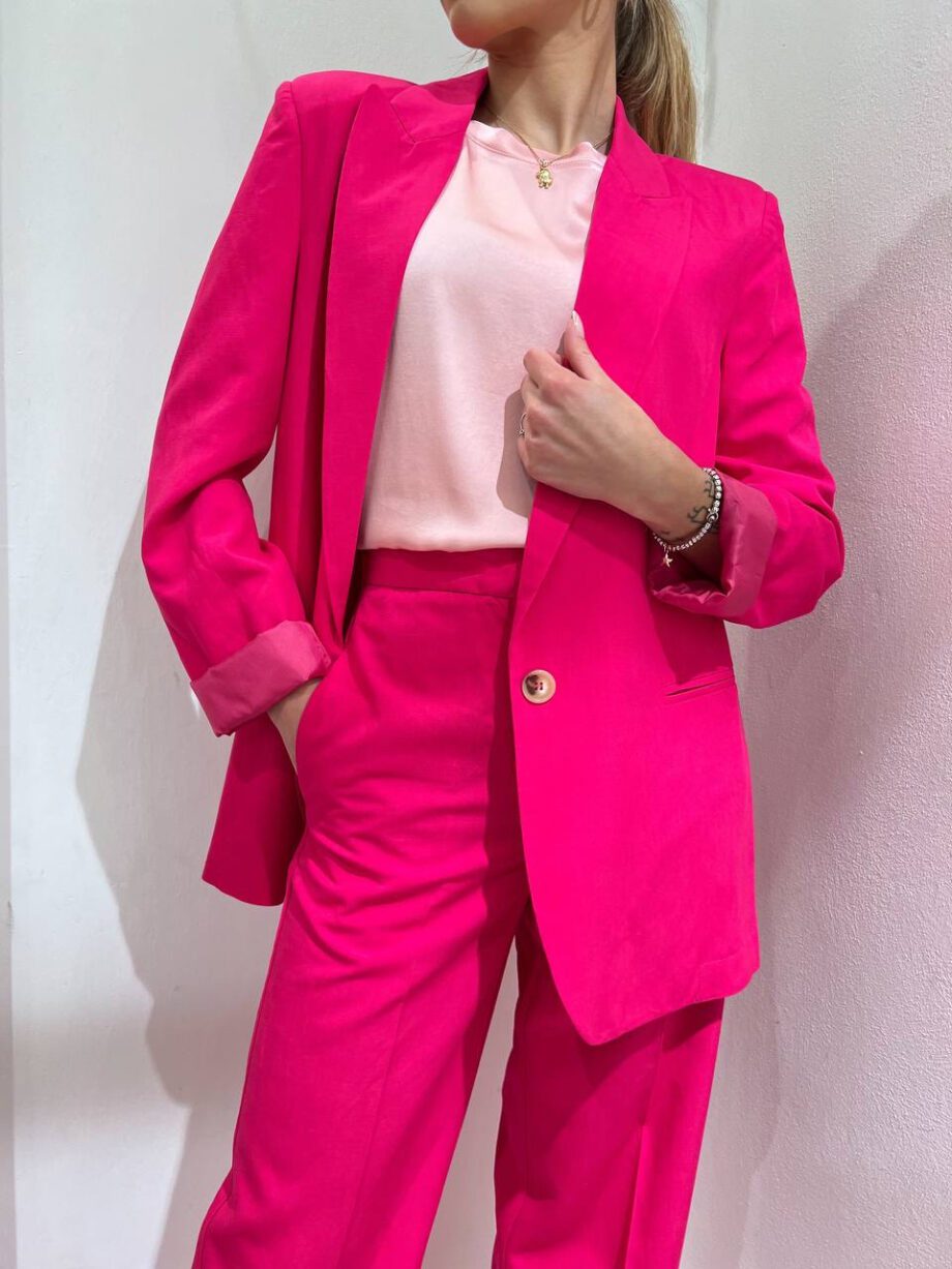 Shop Online Blazer fucsia un bottone in lino Vicolo