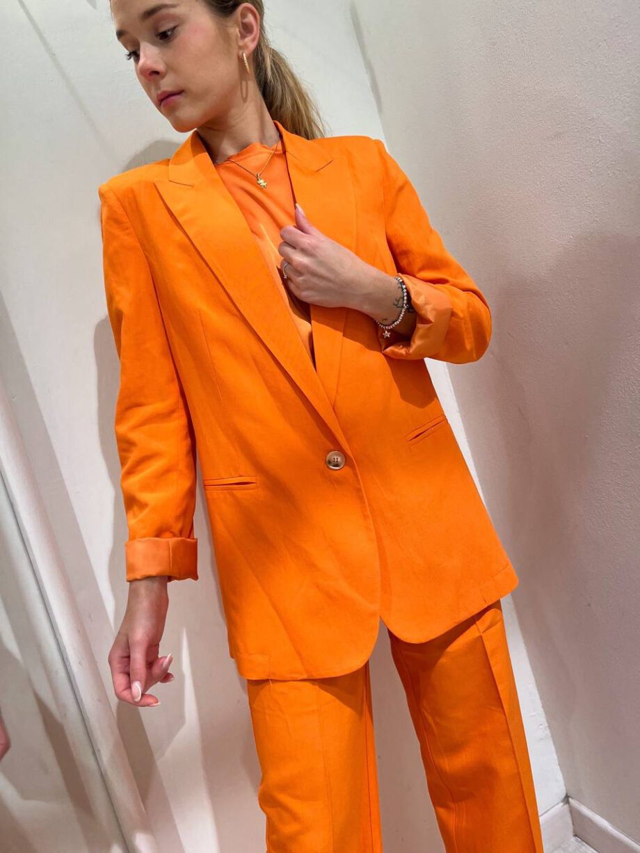 Shop Online Blazer arancio un bottone in lino Vicolo