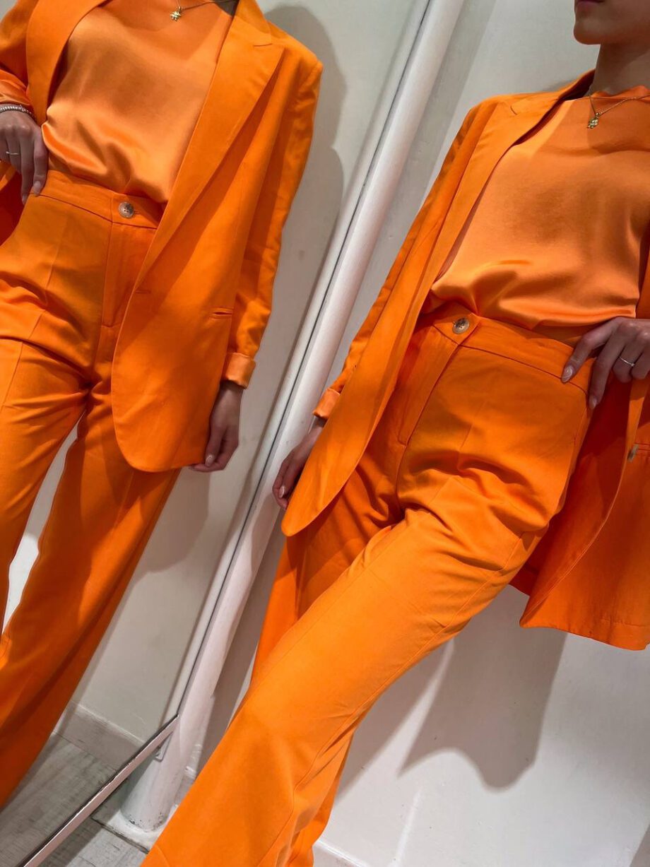 Shop Online Pantalone palazzo arancio in lino Vicolo