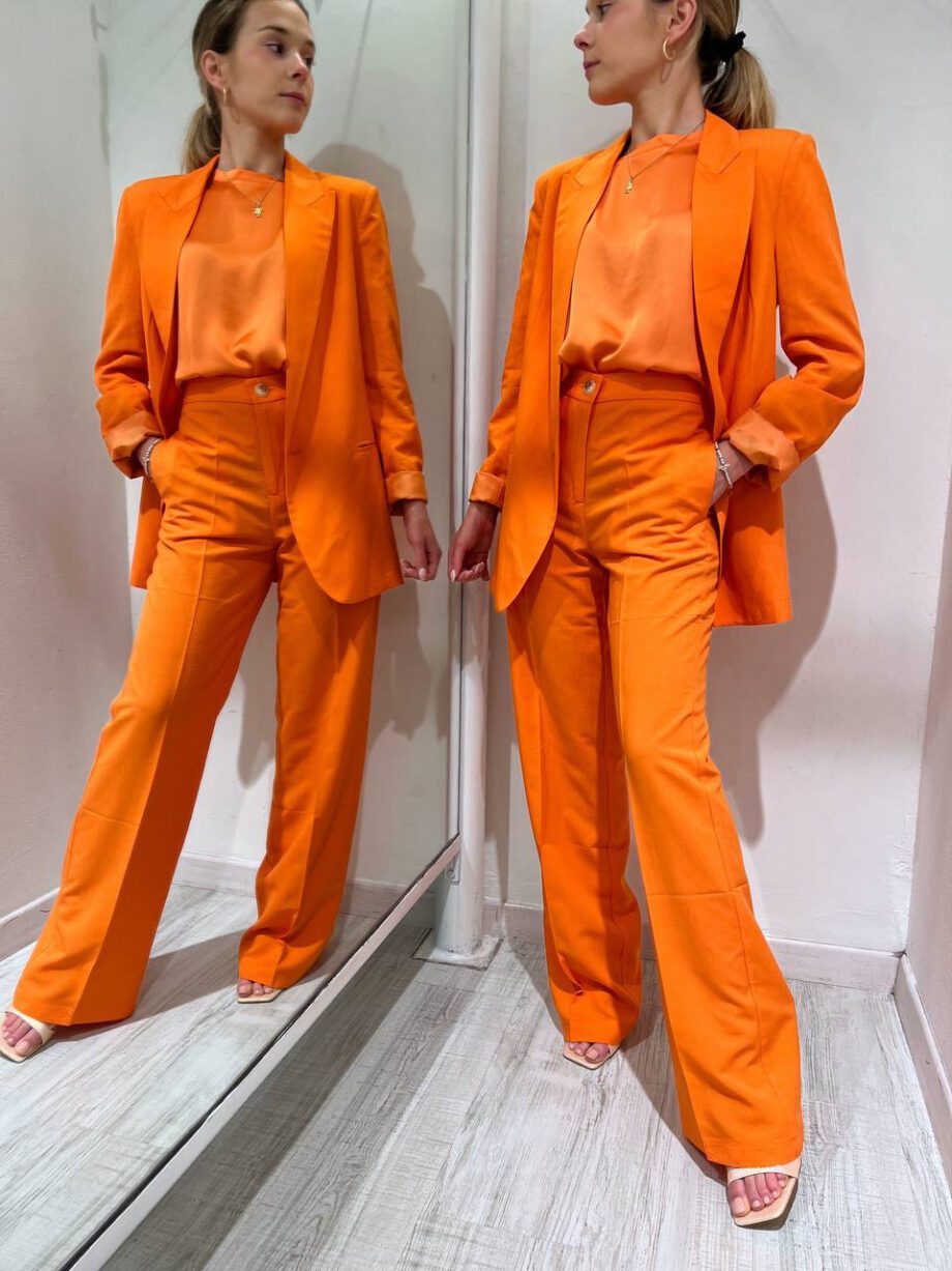 Shop Online Pantalone palazzo arancio in lino Vicolo