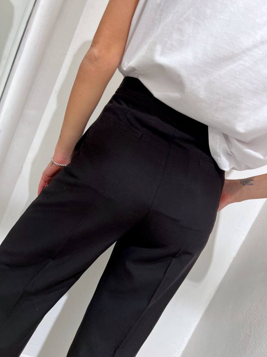 Shop Online Pantalone palazzo nero in lino Vicolo