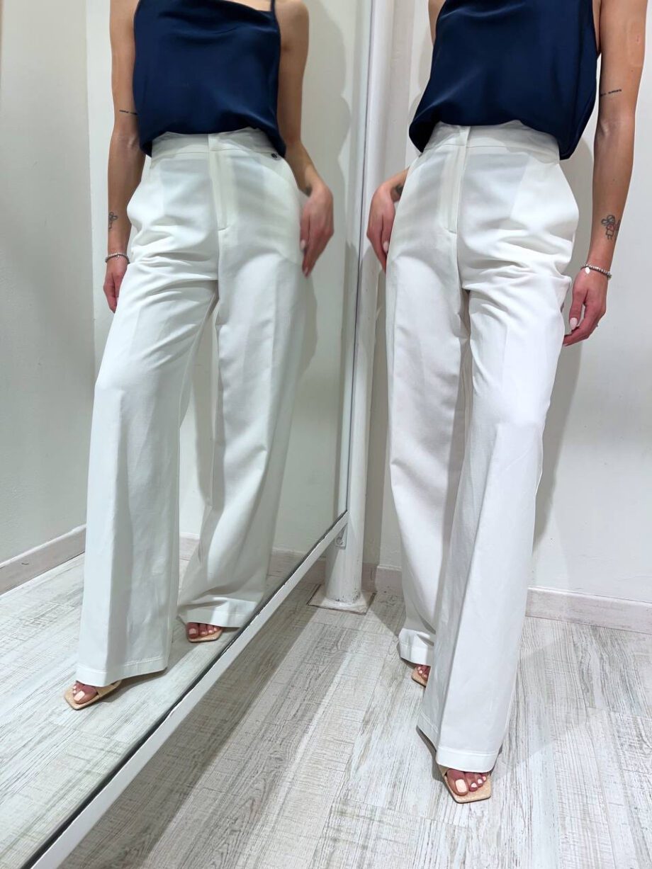 Shop Online Pantalone palazzo bianco in lino Kontatto